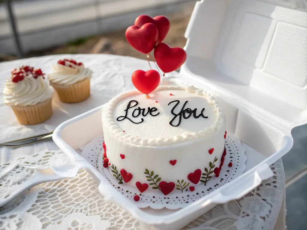 What is a bento cake with heart balloon toppers