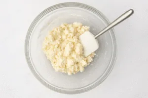 Cottage cheese blended for high protein bagel dough
