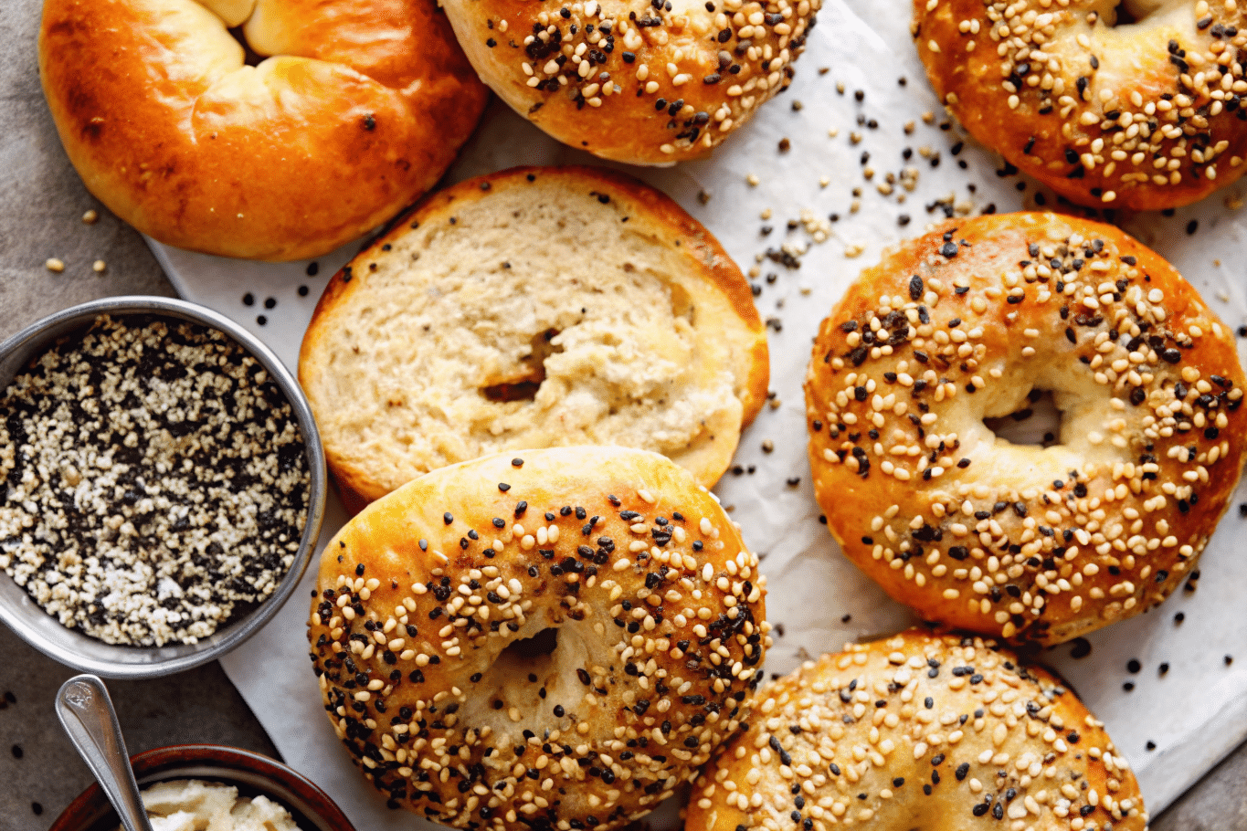 Cottage Cheese Bagel Recipes topped with everything seasoning