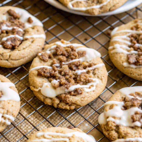 Coffee Cake Cookies – The Best Soft and Cinnamon-Streusel Cookies Coffee Cake Cookies Coffee cake cookies with streusel and icing on cooling rack
