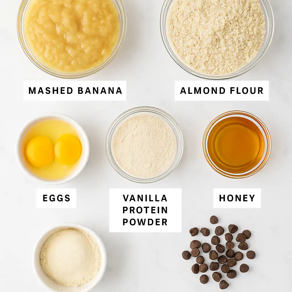 Labeled ingredients for banana protein muffins