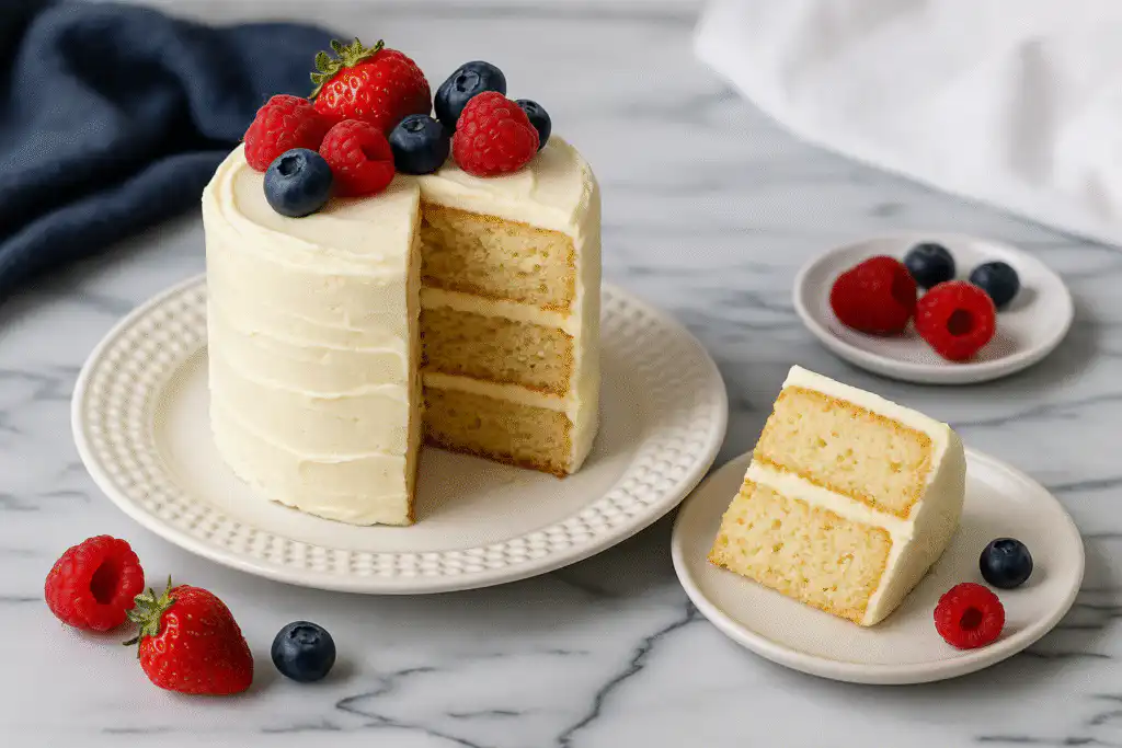 Smash cake topped with fresh berries