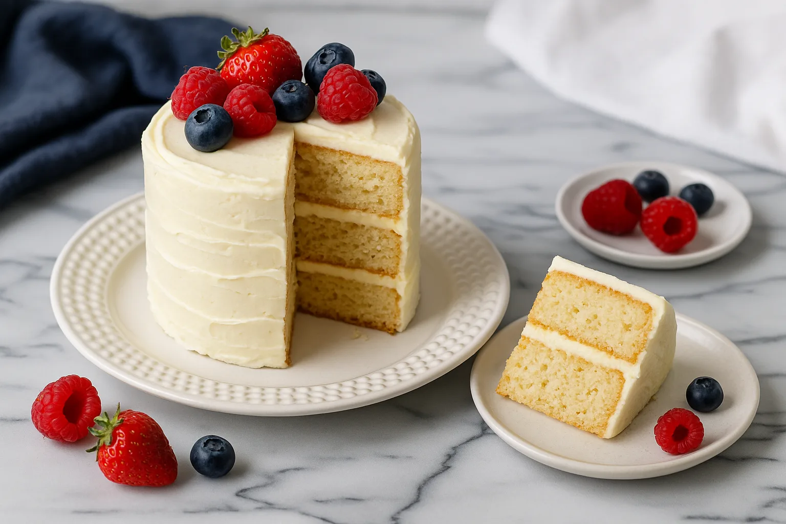 Smash cake topped with fresh berries