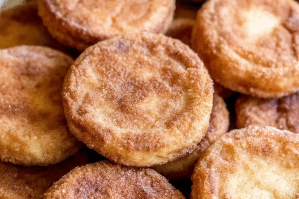 Golden brown snickerdoodle cookies with a cinnamon sugar coating
