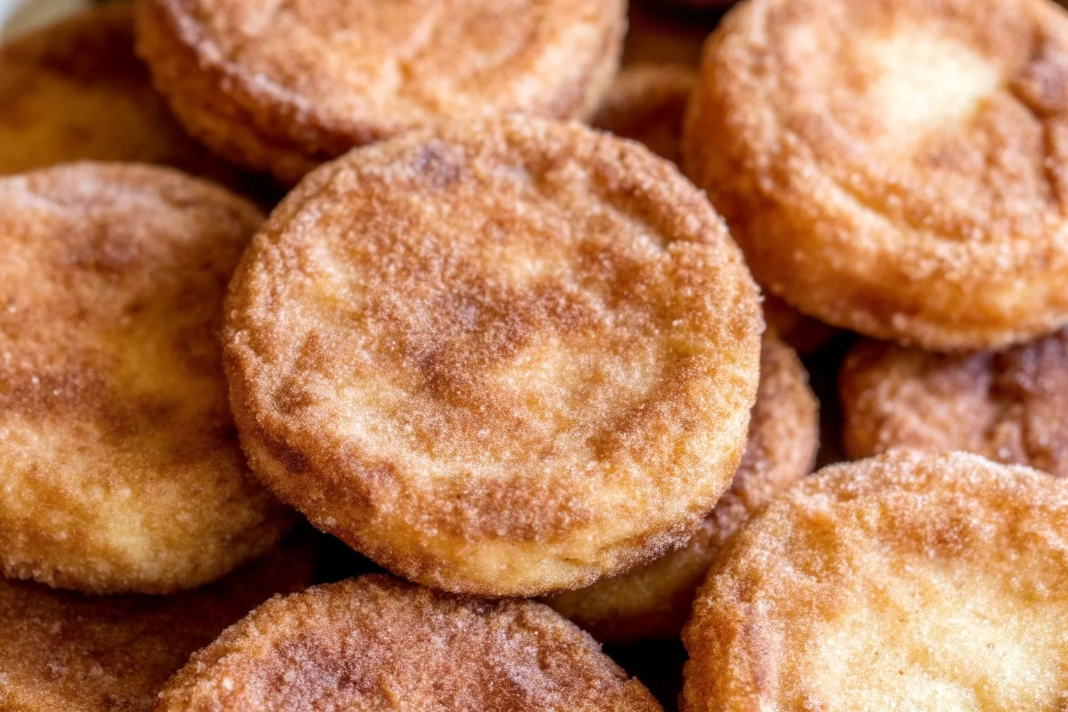 Golden brown snickerdoodle cookies with a cinnamon sugar coating