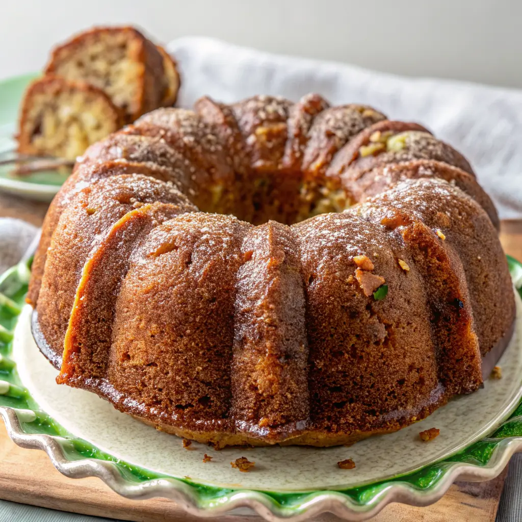 Moist Cinnamon Zucchini Bread in a Bundt Pan – Brunch-Perfect & Easy! cinnamon zucchini bread Moist cinnamon zucchini bread baked in a bundt pan with pecans and raisins, golden brown and dusted with powdered sugar.