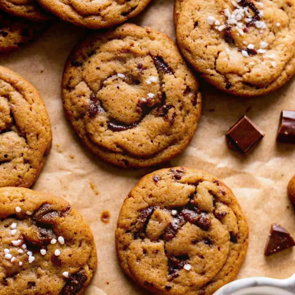 Thick & Chewy Pumpkin Chocolate Chip Cookies Pumpkin Chocolate Chip Cookies Chewy pumpkin chocolate chip cookies with chunks of dark chocolate on parchment paper