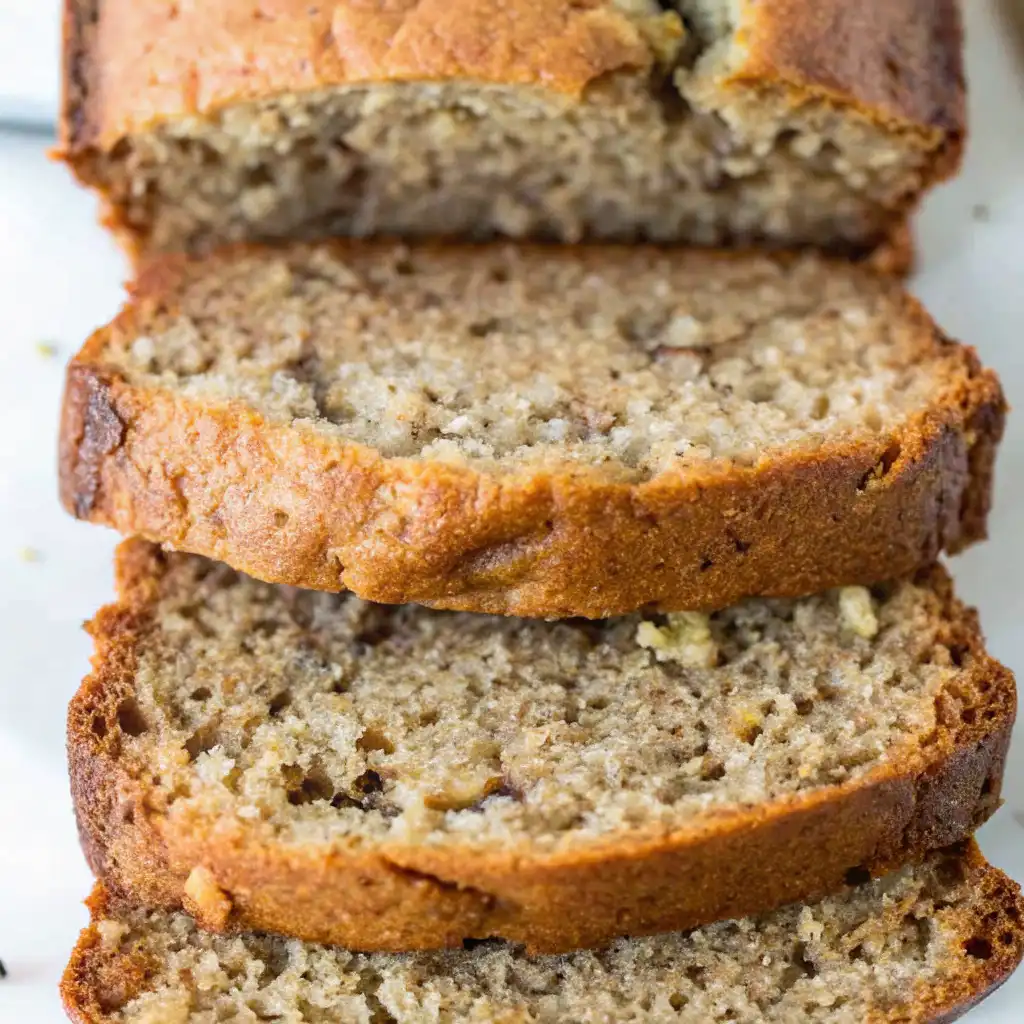 Sliced homemade banana bread – moist and flavorful