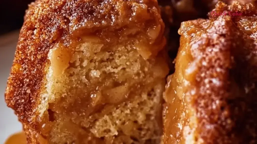 Homemade Apple Bundt Cake topped with cinnamon and icing.