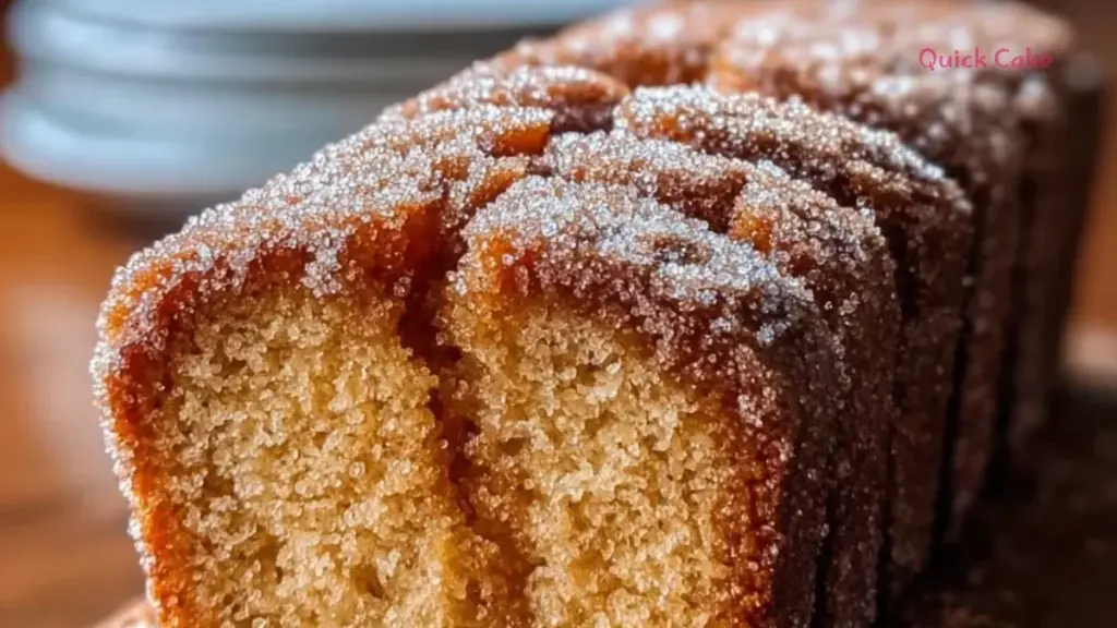 Deliciously baked Apple Cider Donut Loaf on a wooden table