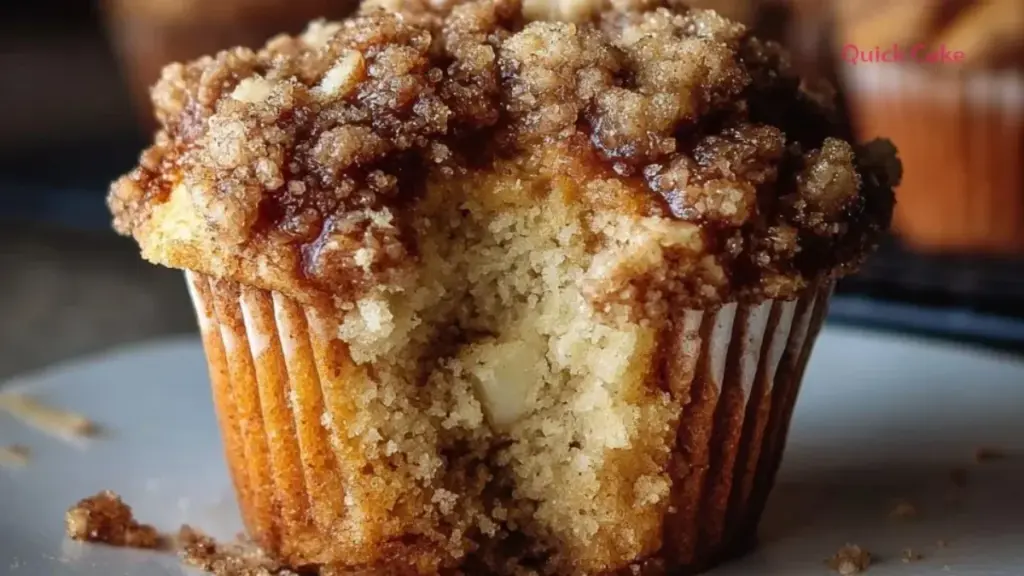 Delicious apple cinnamon streusel muffins on a plate