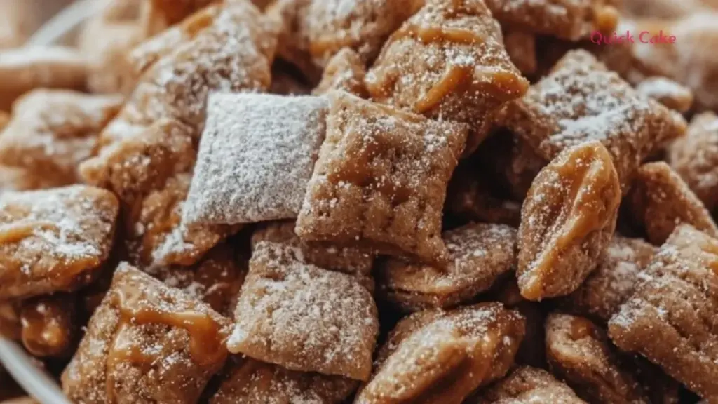 Delicious Caramel Apple Puppy Chow - sweet, crunchy snack mix with apple and caramel flavors