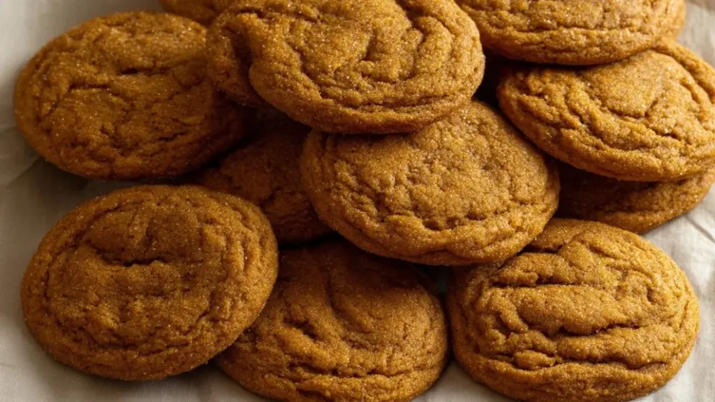 Chewy maple pumpkin cookies stacked on a plate with autumn leaves.