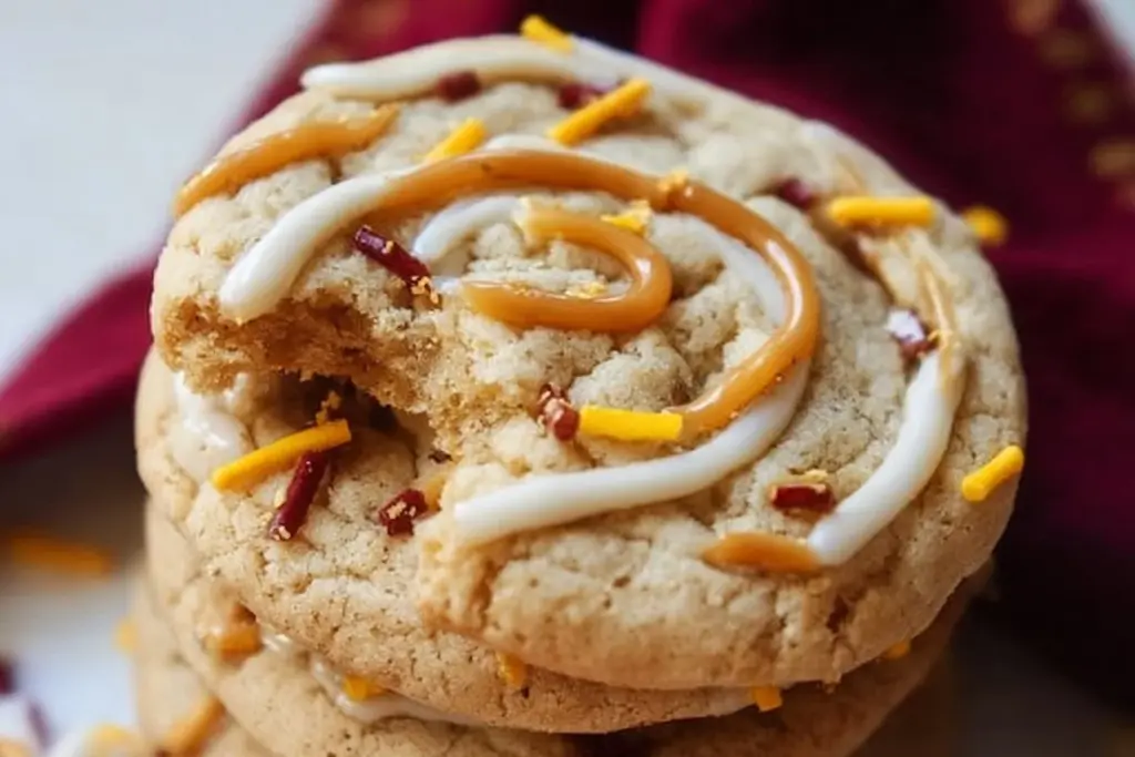 Delicious Harry Potter Butterbeer Cookies with a creamy butterscotch topping.