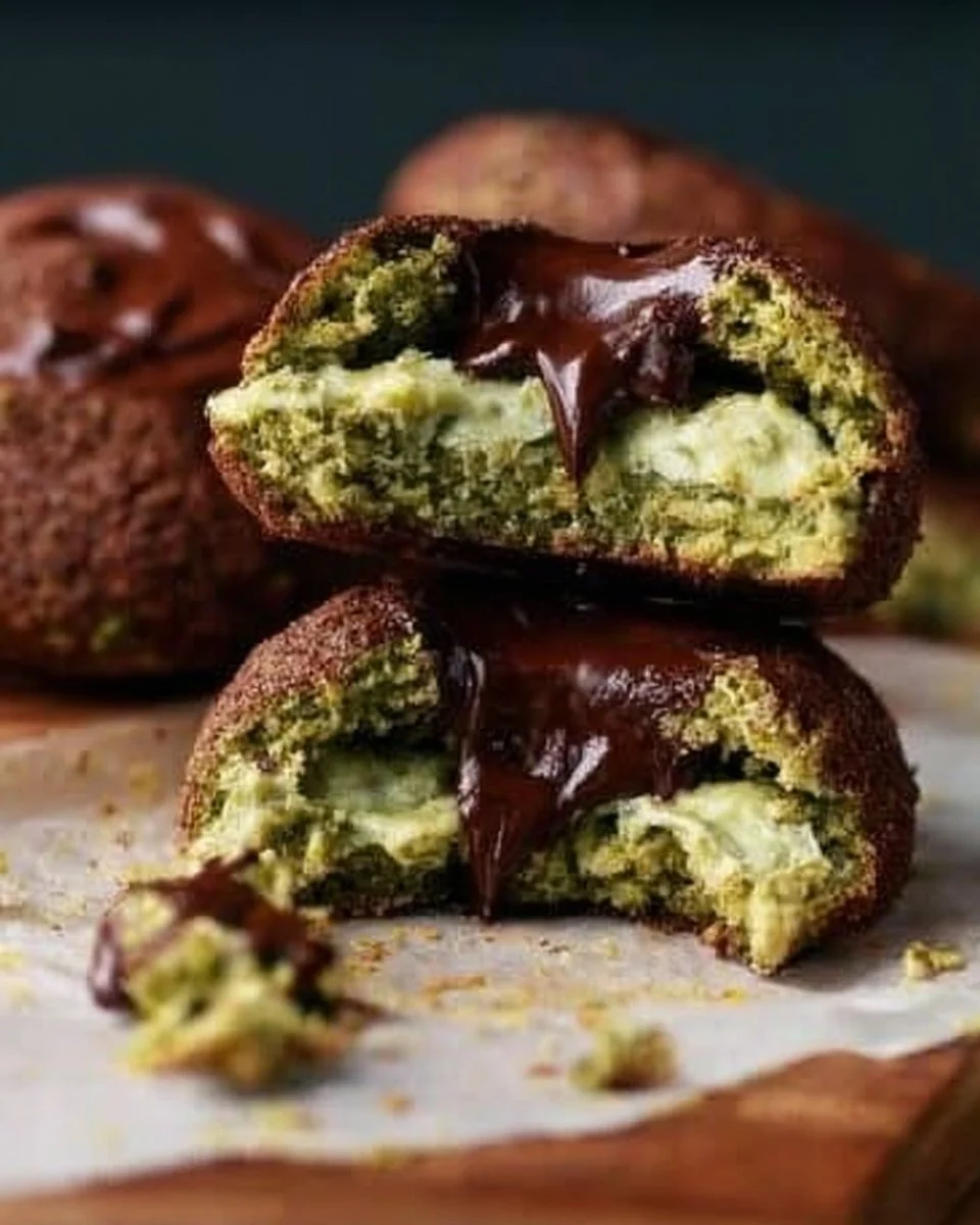 Delicious Pistachio Kunafa Chocolate Cookies with nut garnish