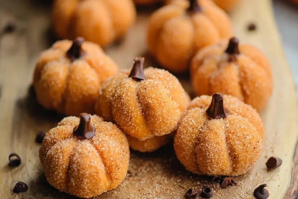 Pumpkin Cheesecake Truffles arranged on a decorative plate