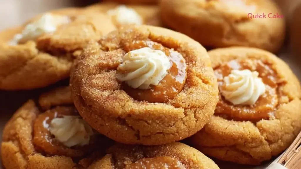 Delicious homemade pumpkin pie cookies on a plate with autumn leaves