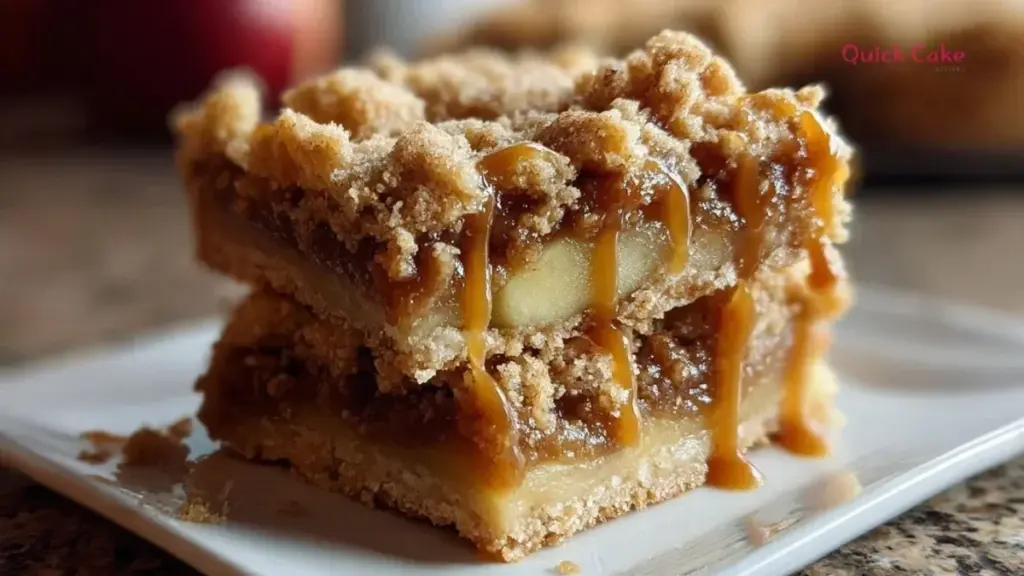 Salted caramel apple crumble bars with a buttery crumble topping