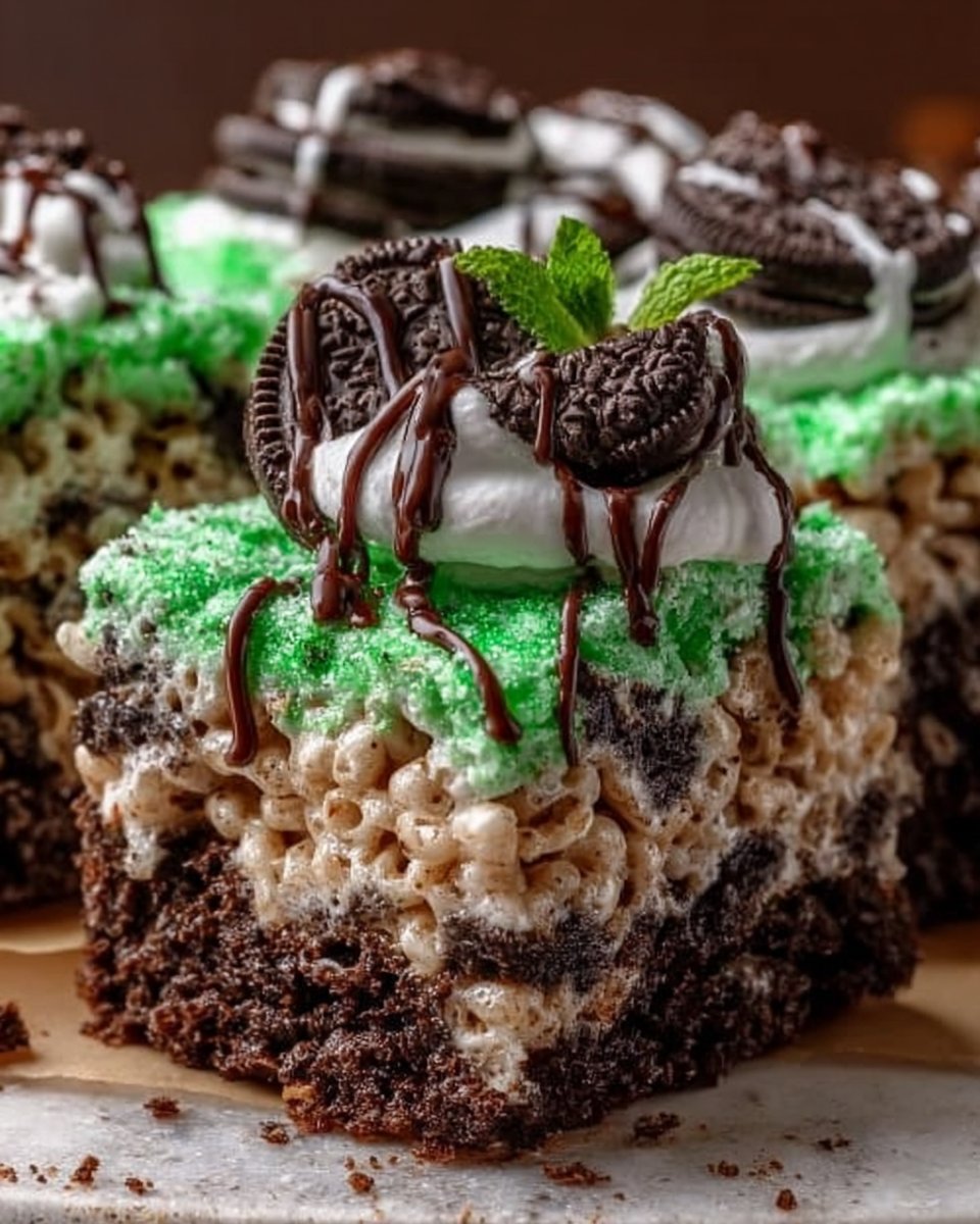 Oreo Grasshopper Rice Krispie Treats