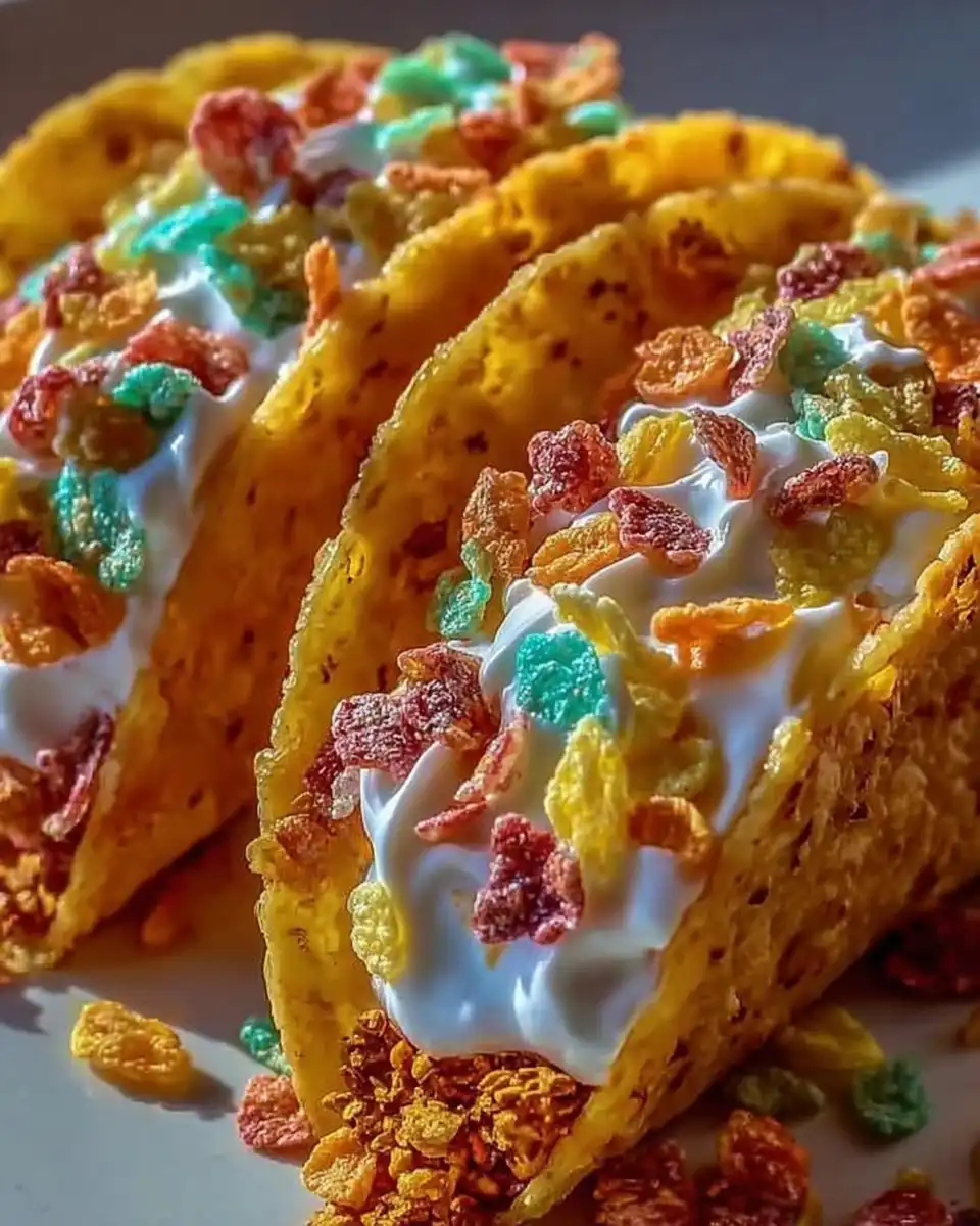 Fruity Pebbles Cheesecake Tacos