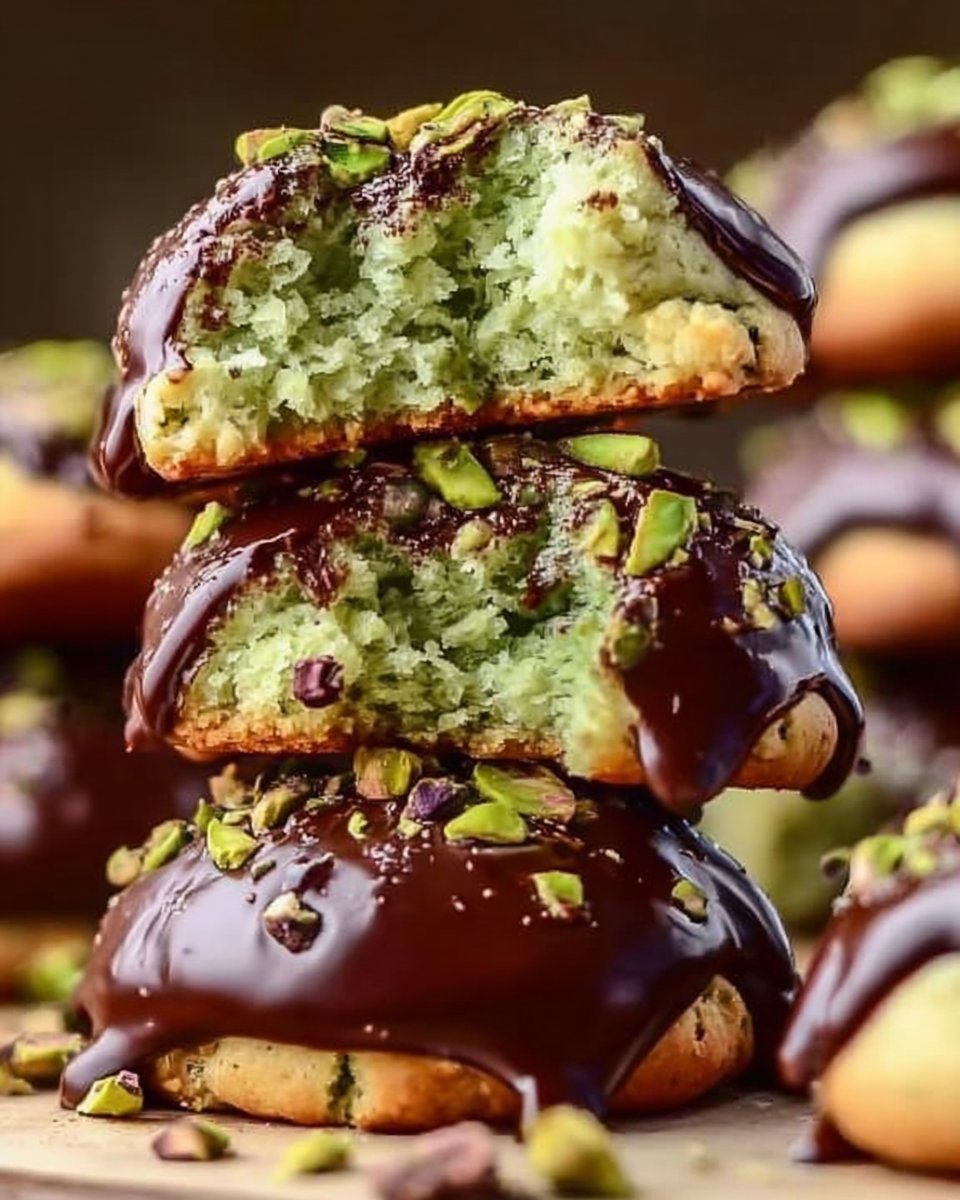 Chocolate Dipped Pistachio Cookies
