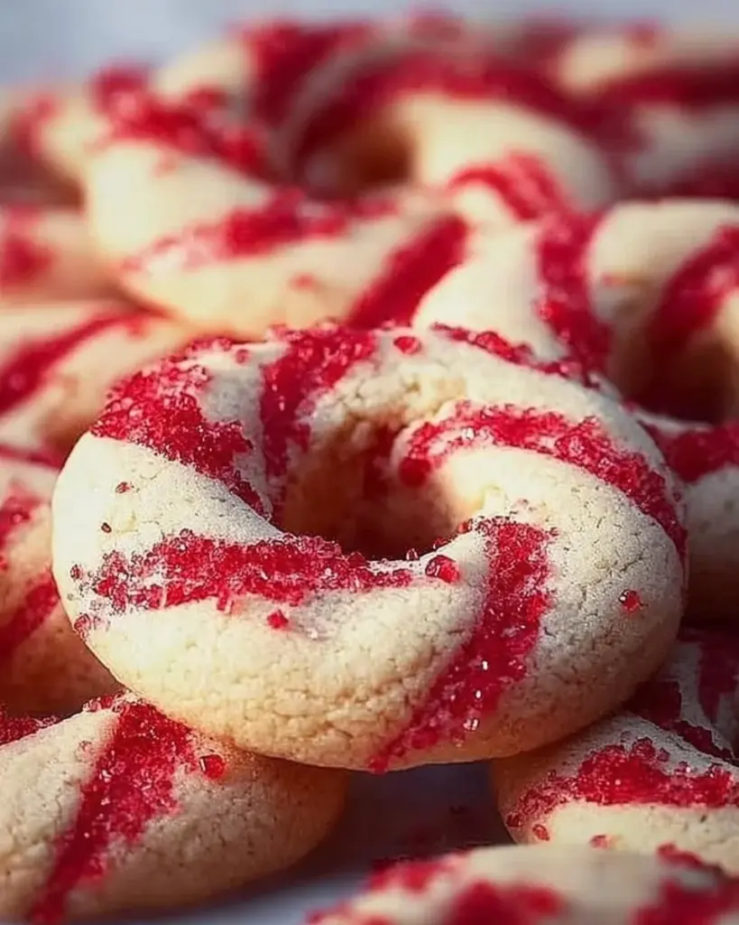 Deliciously decorated Candy Cane Cookies with festive colors and shapes.