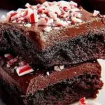 Fudgy peppermint brownies topped with crushed candy canes for a festive touch.