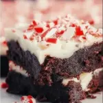 Delicious peppermint bark brownies with crushed candy canes on top