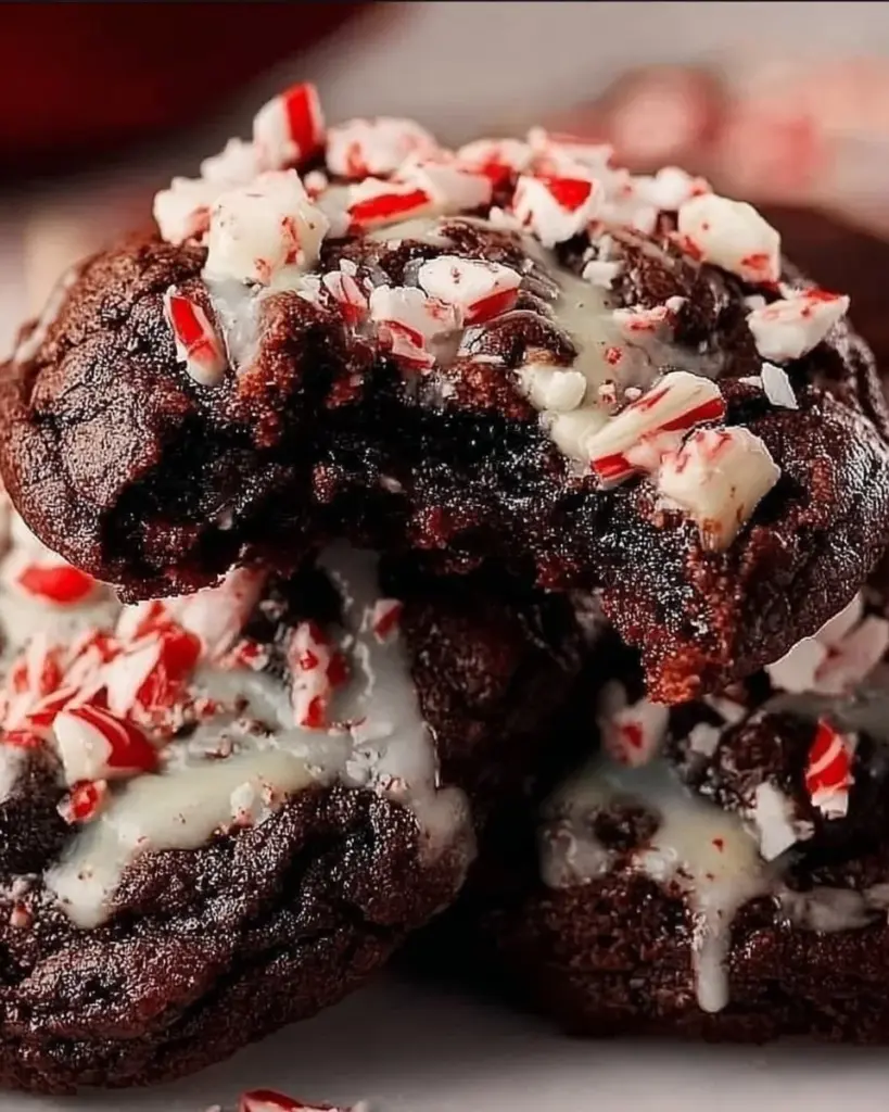Delicious homemade peppermint bark cookies decorated with crushed peppermint.
