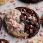 Delicious Peppermint Bark Cookies topped with chocolate and crushed peppermint.