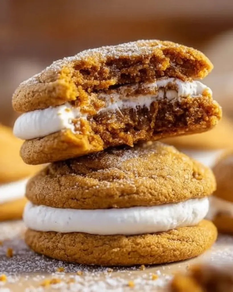 Pumpkin Cheesecake Cookies topped with cream cheese frosting on a plate