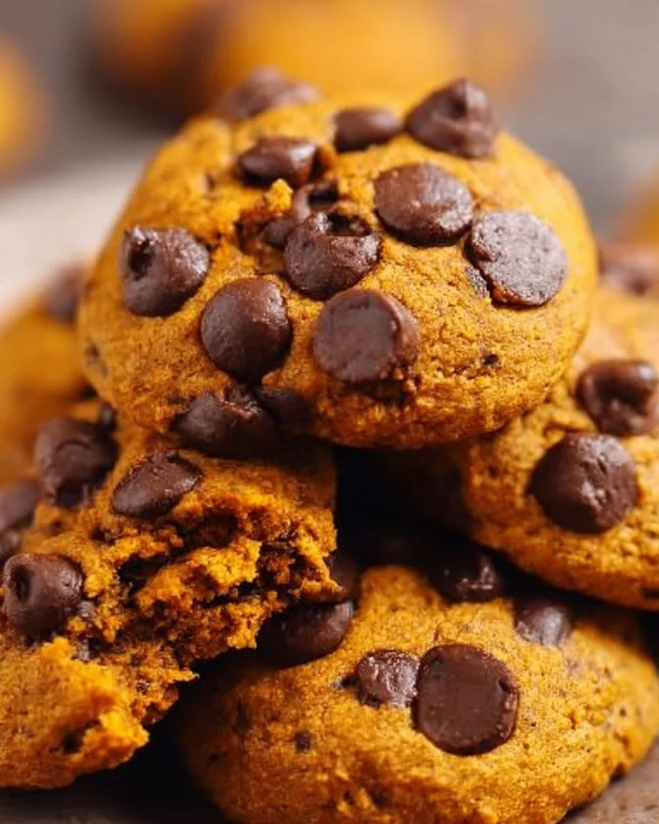 Delicious homemade Pumpkin Chocolate Chip Cookies with a warm autumn flavor