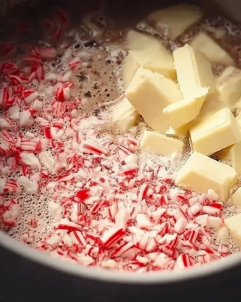 Delicious slow cooker candy cane hot chocolate topped with whipped cream
