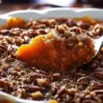 Delicious sweet potato casserole topped with marshmallows and pecans