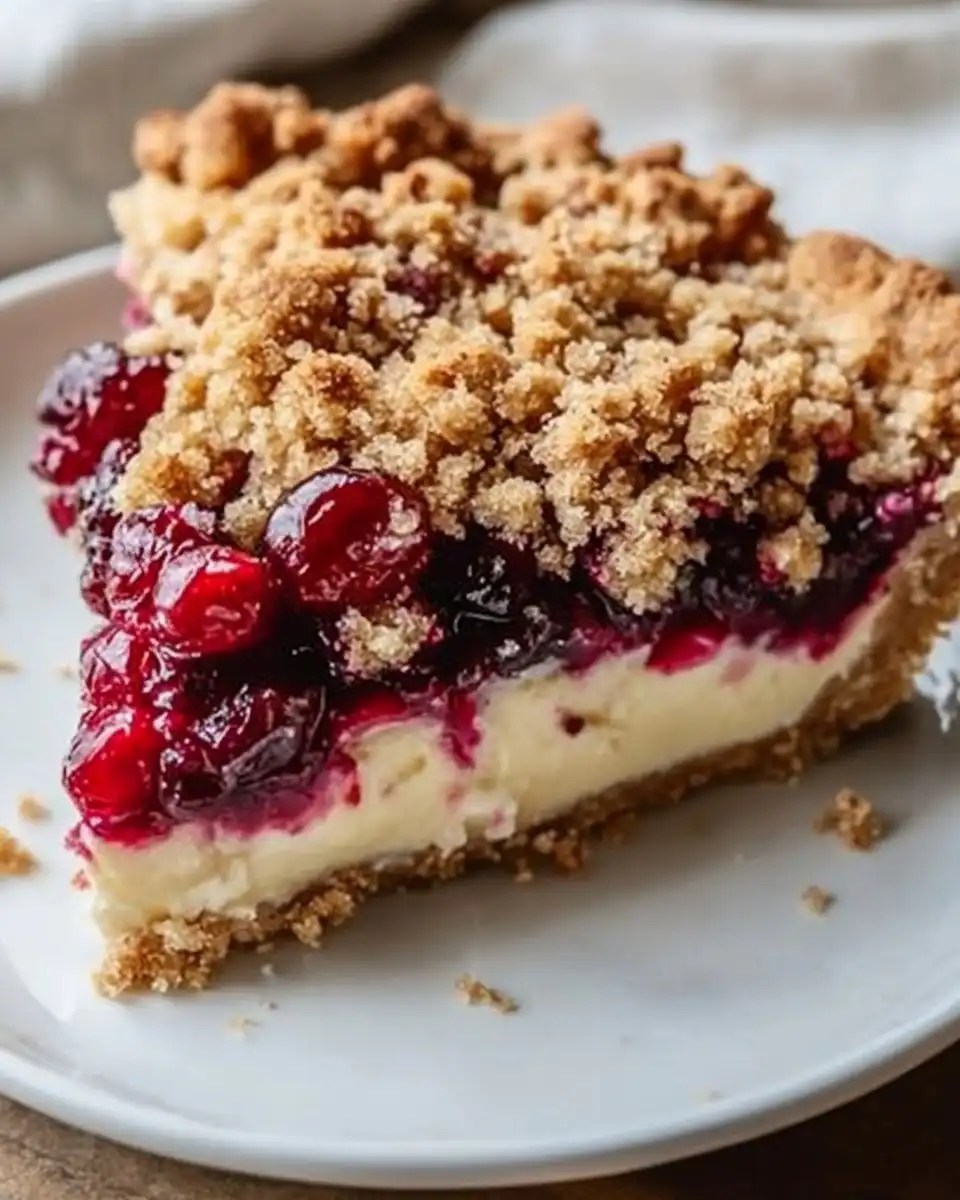 Cranberry Cream Cheese Crumb Pie