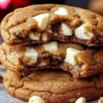 Bakery style gingerbread cookies with white chocolate chips on a festive plate