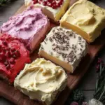 Variety of butter spreads for holiday gatherings displayed on a festive table