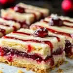 Delicious Christmas Cherry Bars decorated for the holidays