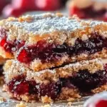 Festive Christmas Cherry Bars ready to be served on a holiday dessert table