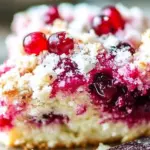 Homemade cranberry coffee cake with a moist texture and cranberry toppings