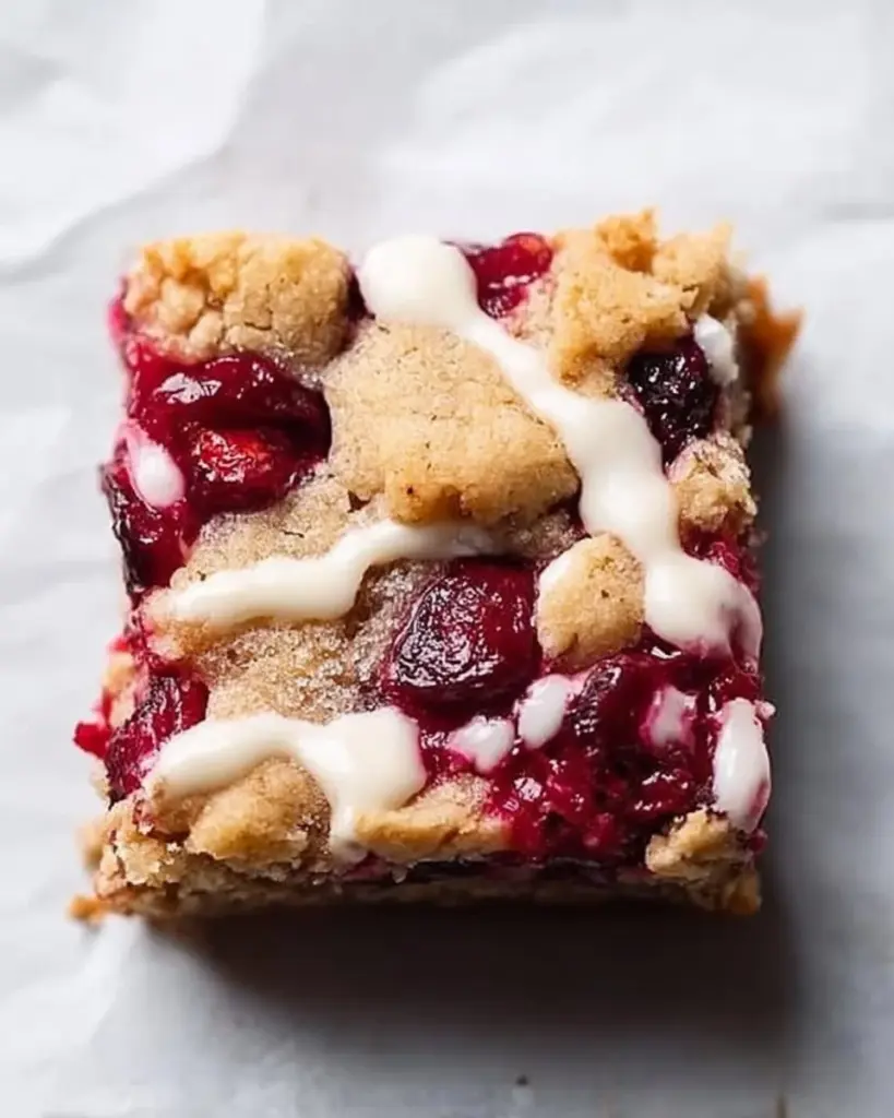 Delicious homemade cranberry crumble bars with a crumbly topping