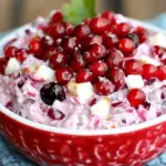 Delicious cranberry salad with fresh ingredients in a bowl