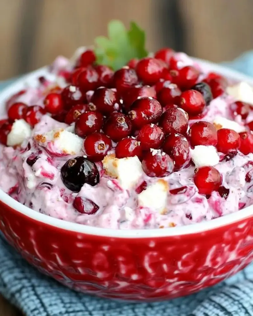 Delicious cranberry salad with fresh ingredients in a bowl