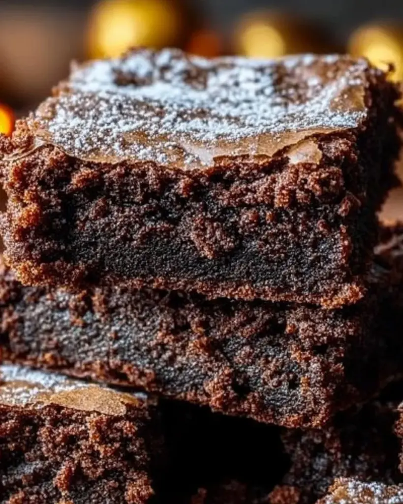 Delicious spiced gingerbread brownies topped with chocolate drizzle