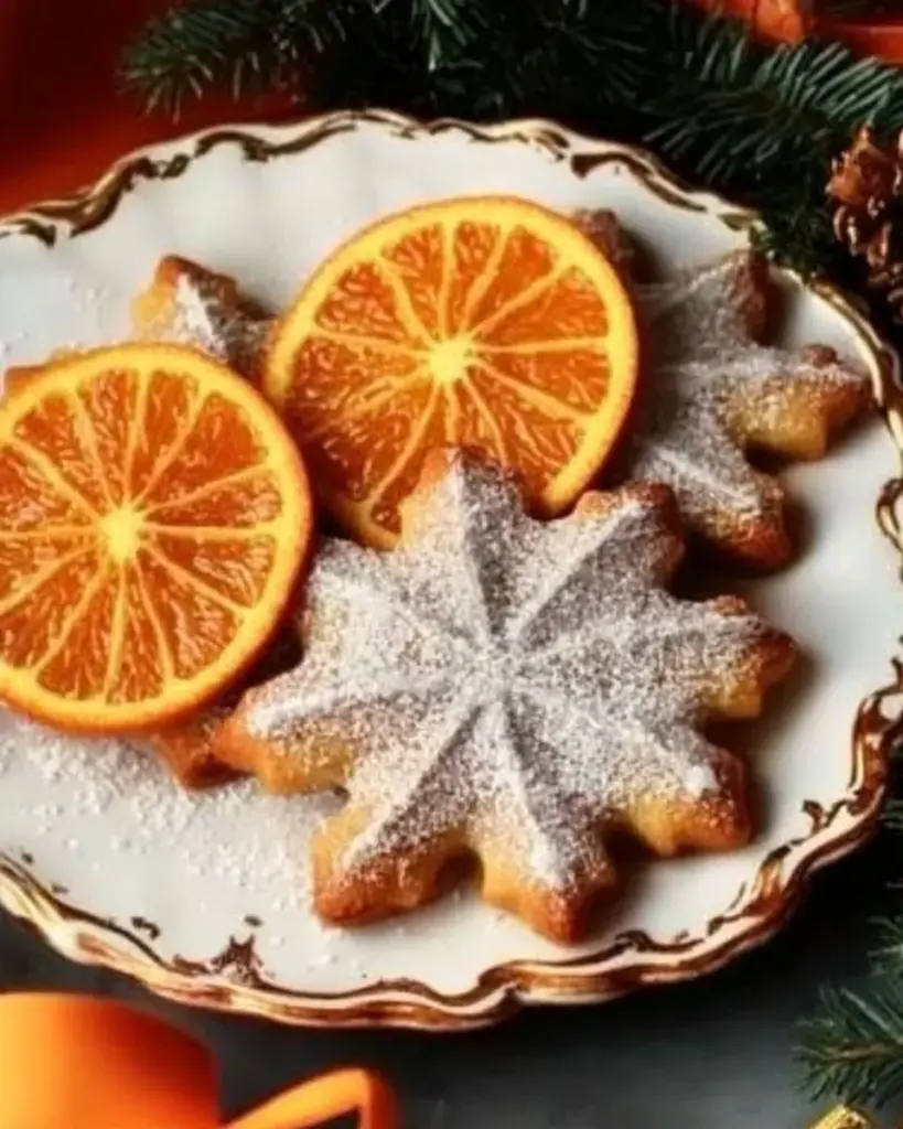 Plate of festive orange clove Christmas cookies for the holidays