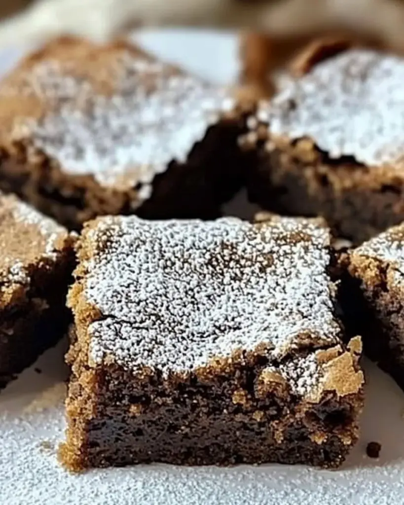 Delicious gingerbread brownies topped with chocolate and spices