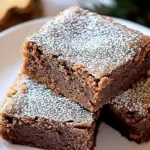 Delicious gingerbread brownies topped with festive decorations.