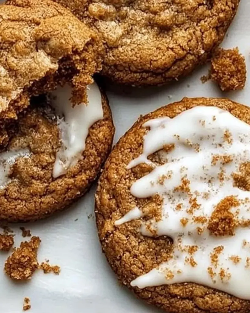 Delicious gingerbread latte cookies decorated with festive icing and spices