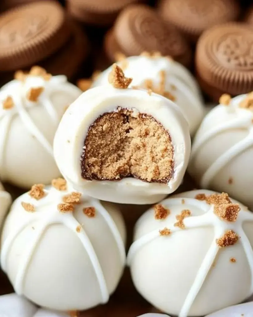 Delicious Gingerbread Oreo Truffles made with crushed cookies and cream
