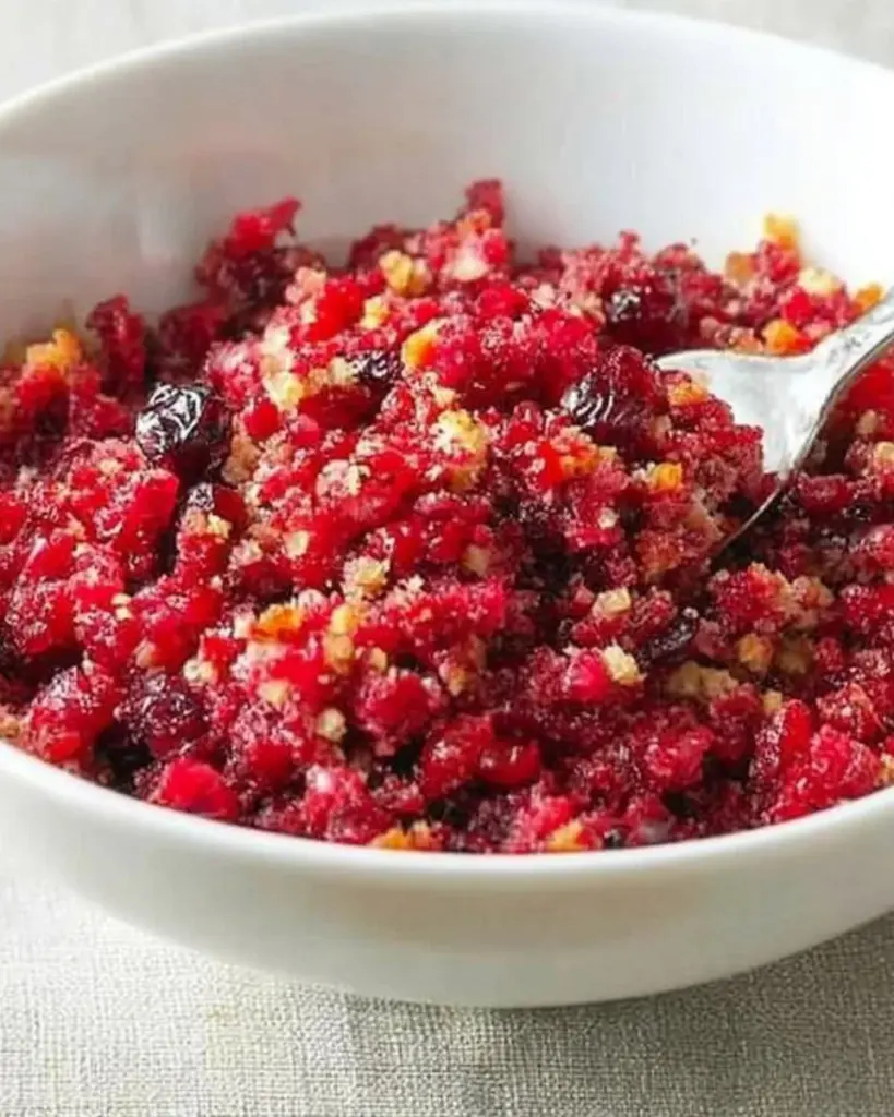 Delicious Grandma's Cranberry Stuff dish served in a festive bowl.